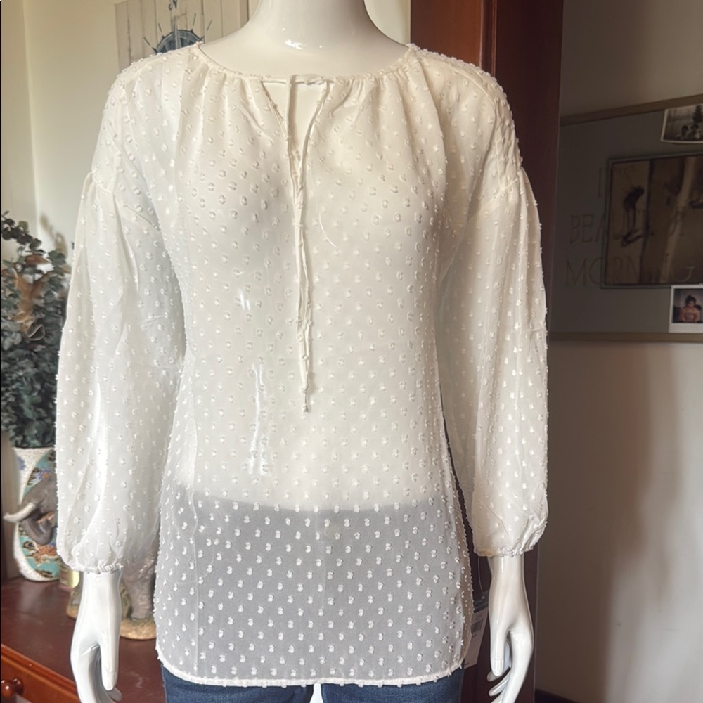 NWT chaps size small Elegant White Sheer Women's Top